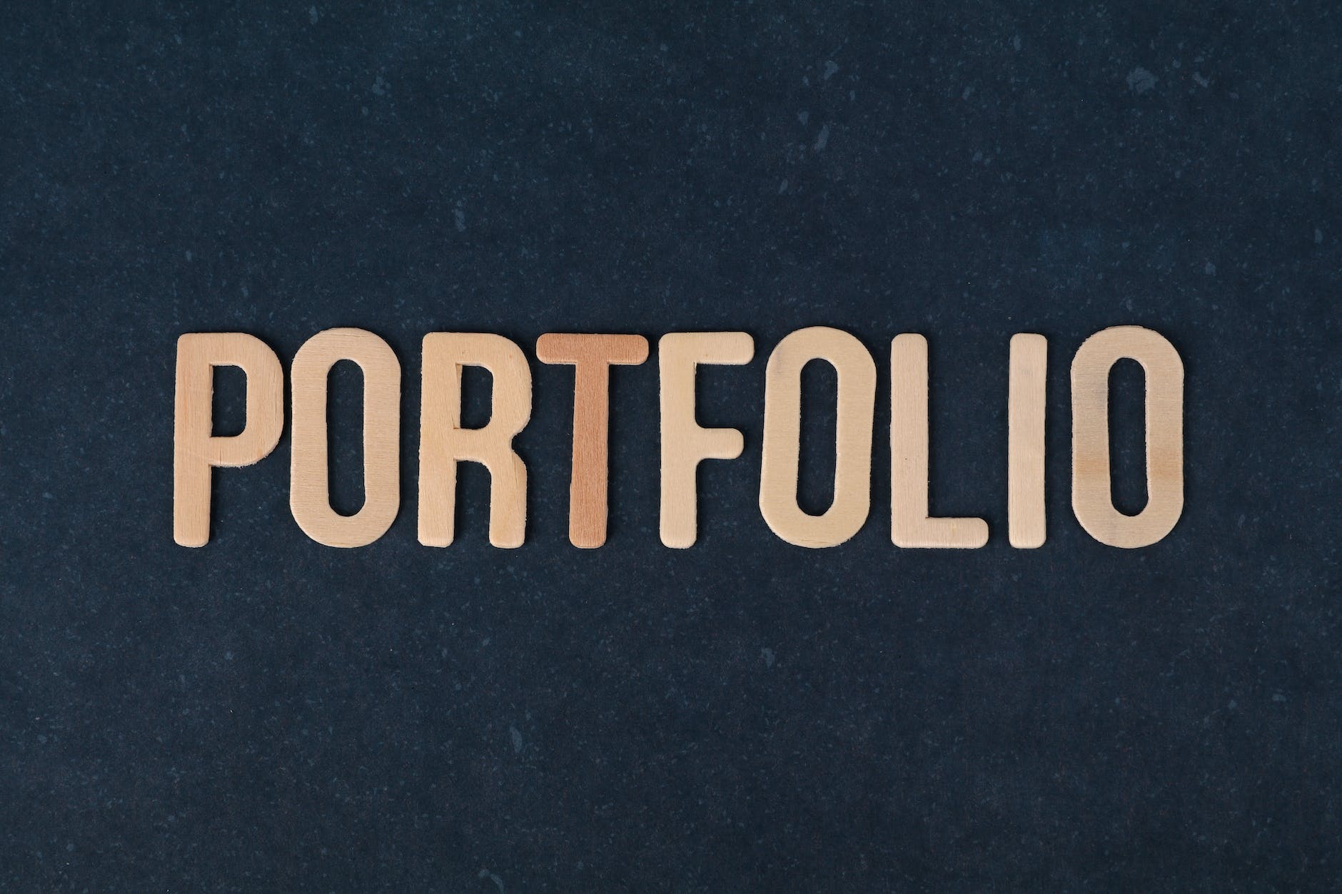 portfolio word on black background