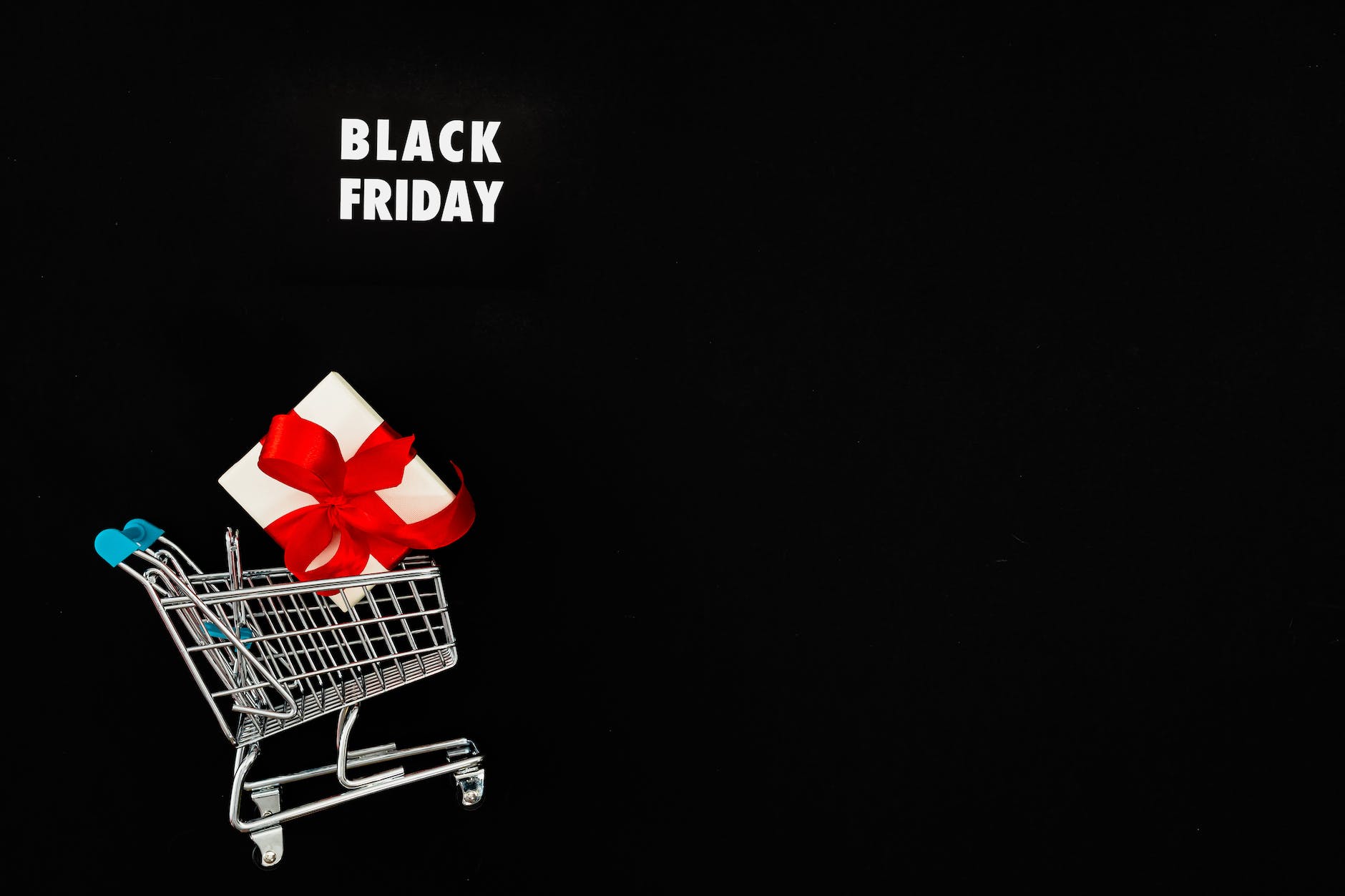 gift on shopping cart on black friday