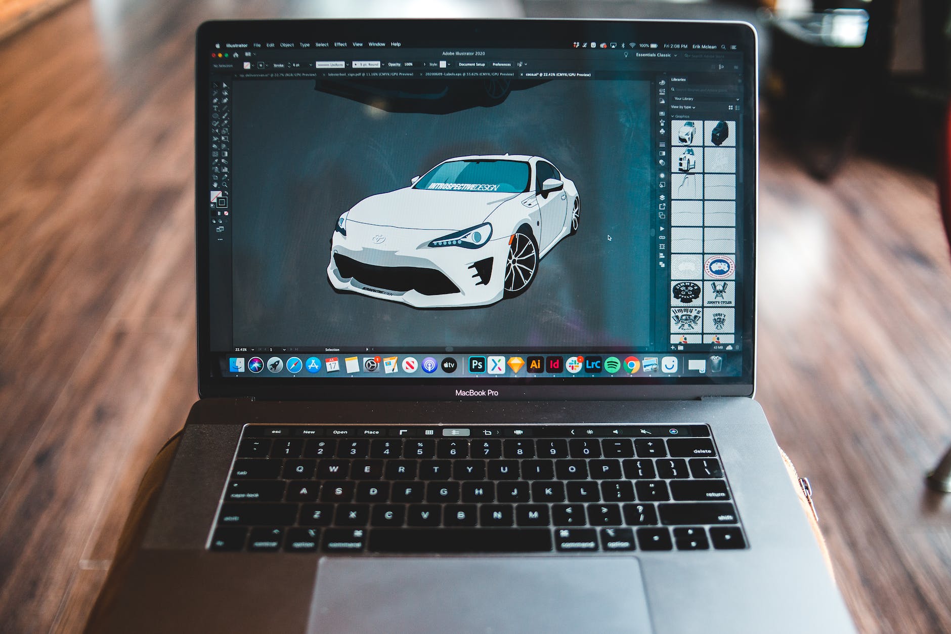 sports car image on screen